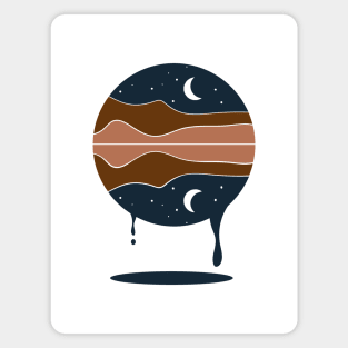 Minimal melting art with moon light and river Magnet